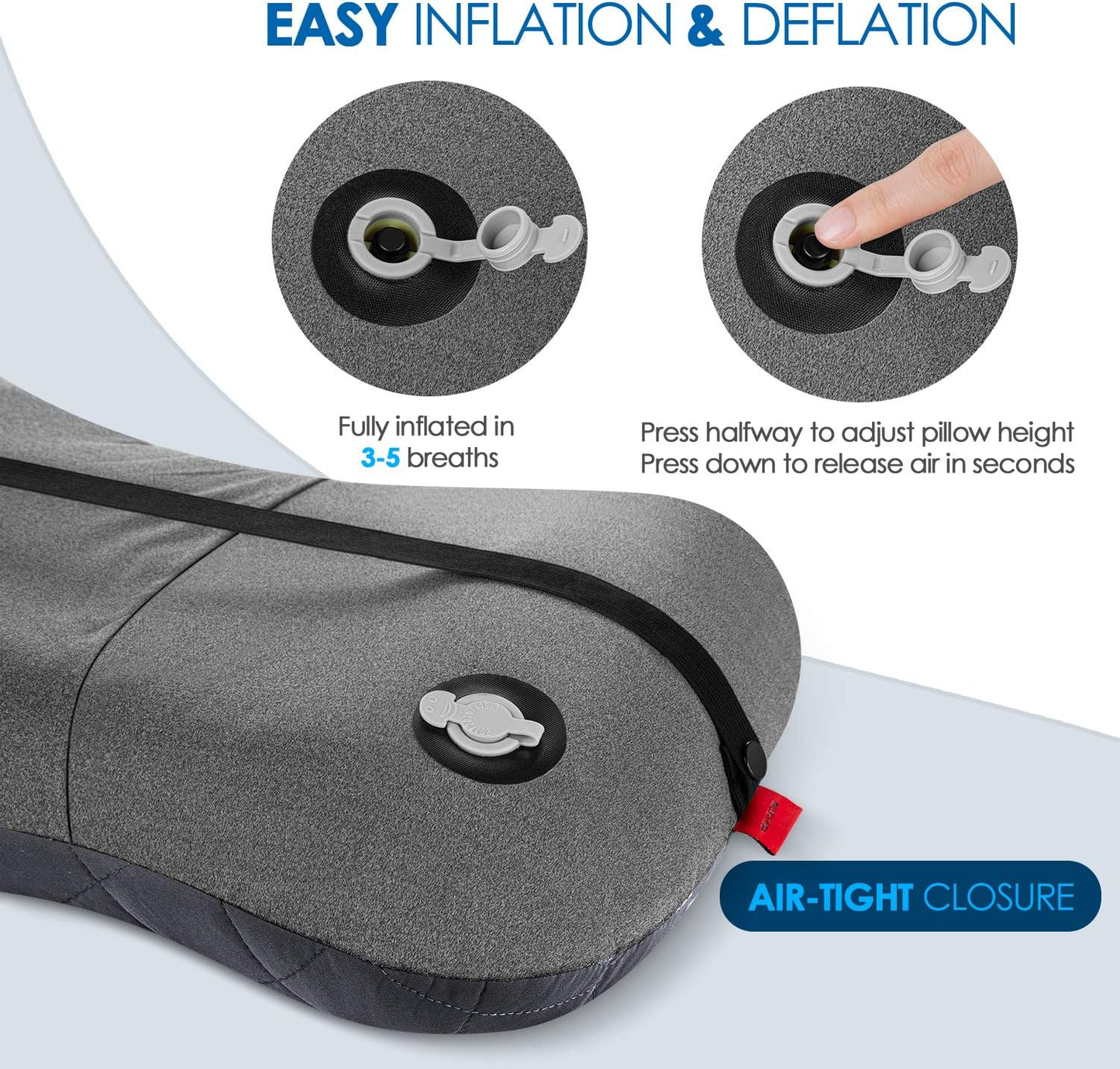 Camping Pillow with Removable Cover - Ultralight Inflatable Pillow for Neck Lumbar Support - Upgrade Backpacking Pillow - Washable Travel Air Pillows for Camping, Hiking, Backpacking