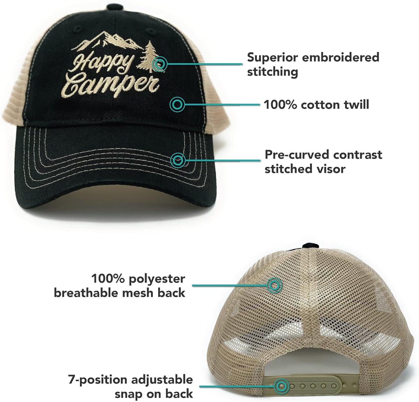 Happy Camper Hat, Camping Hat, Camping Trucker Hat, Camper Gifts, Baseball Hat