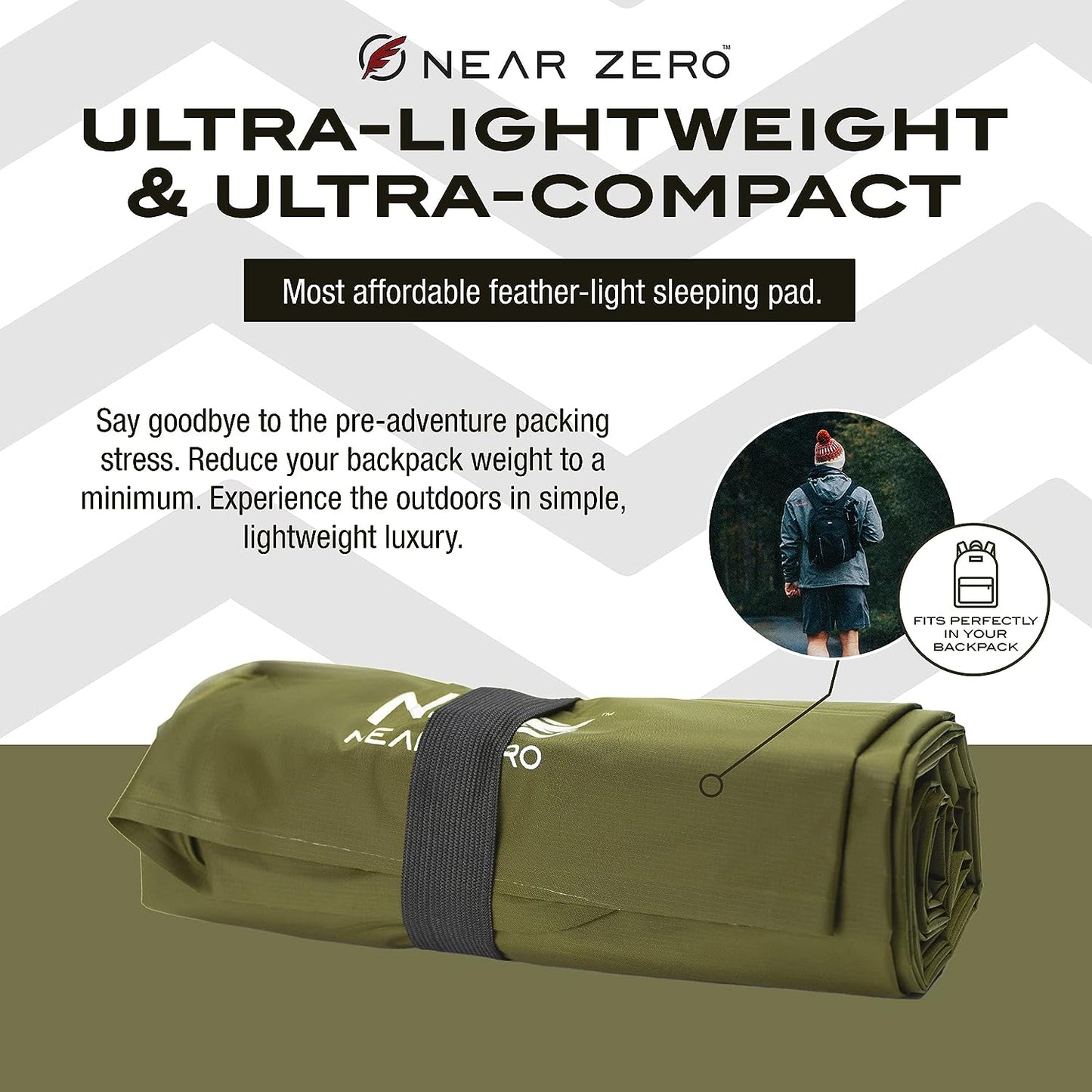 Ultralight Inflatable Sleeping Pad – Compact 14.5 Oz Air Pad 2" Thick, Quick Inflate with 11 Breaths, Durable Rip-Resistant Nylon – Ideal for Backpacking & Warm Weather, Green