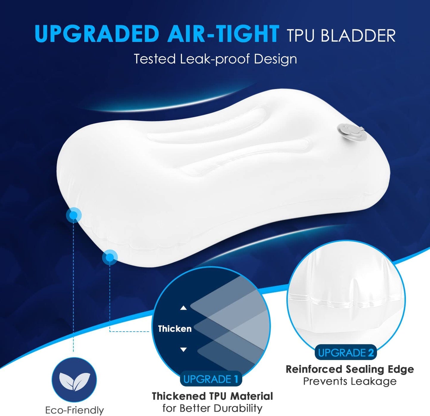 Camping Pillow with Removable Cover - Ultralight Inflatable Pillow for Neck Lumbar Support - Upgrade Backpacking Pillow - Washable Travel Air Pillows for Camping, Hiking, Backpacking