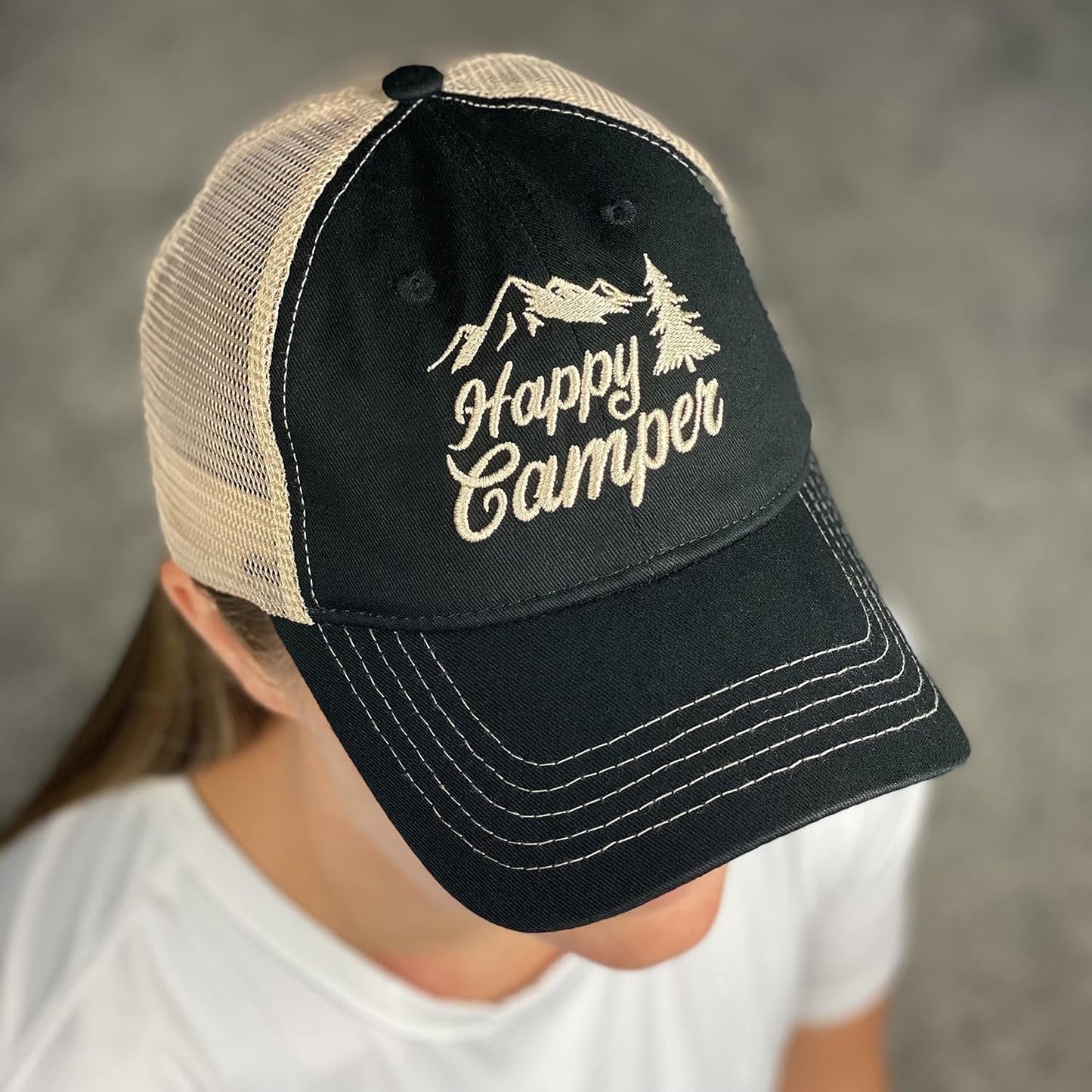 Happy Camper Hat, Camping Hat, Camping Trucker Hat, Camper Gifts, Baseball Hat
