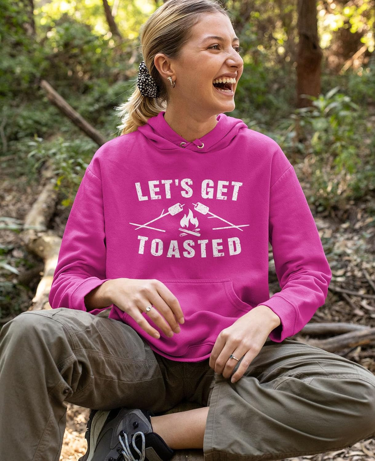 Let'S Get Toasted Camping Hoodie Camper Gifts Campfire Outdoor Hoodies for Women