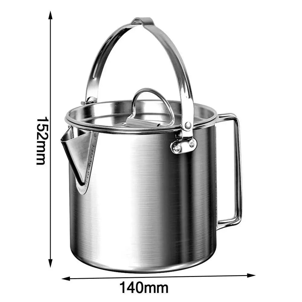 Camping Kettle Outdoor Camping Portable Hanging Kettle Tourist Kettle 1.2L Pot Teapot Picnic Pot Cooker Camping Supplies