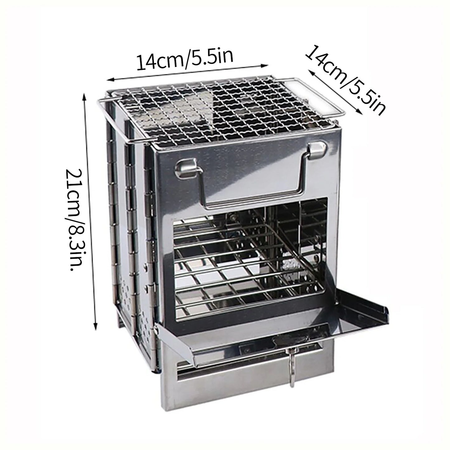 Bbq Grill,Square Barbecue Grill Stainless Steel Folding Grill Bbq Outdoor Picnic Picnic Wood Burning Stove