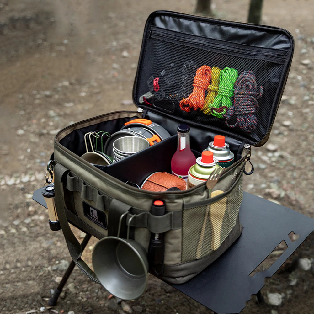 20L Tableware Storage Bag W/Dual Zipper Cookware Utensils Kit Bag Camping Cooking Utensil Organizer Camping Equipment