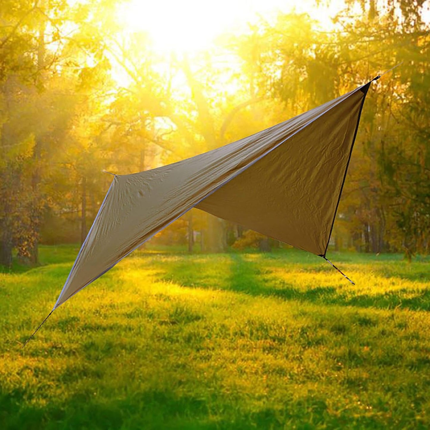 Waterproof Camping Tarp 142"X114", Hammock Rain Fly Waterproof Tent Tarp, Multifunctional Tent Footprint for Camping, Sunshade, Picnic & Camping Tent Accessories