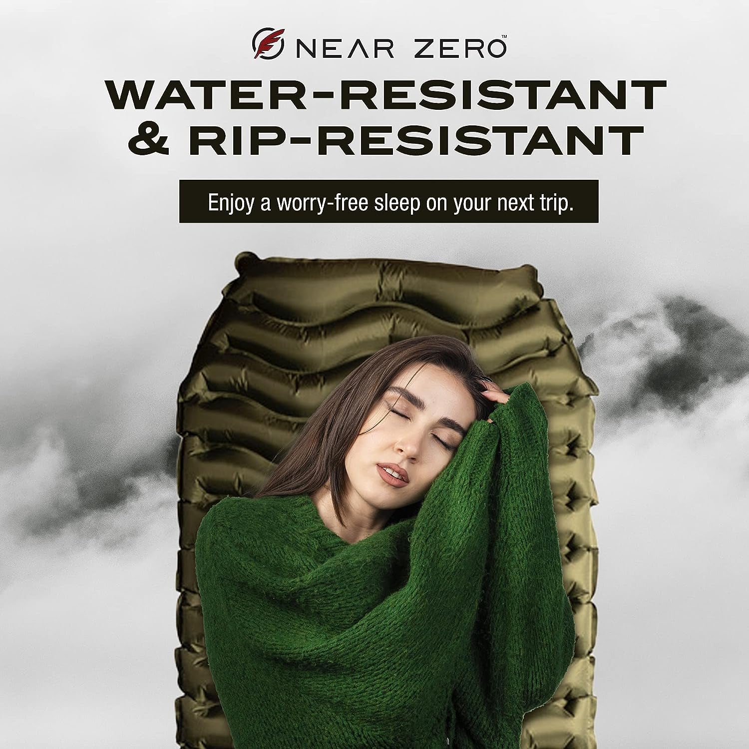 Ultralight Inflatable Sleeping Pad – Compact 14.5 Oz Air Pad 2" Thick, Quick Inflate with 11 Breaths, Durable Rip-Resistant Nylon – Ideal for Backpacking & Warm Weather, Green