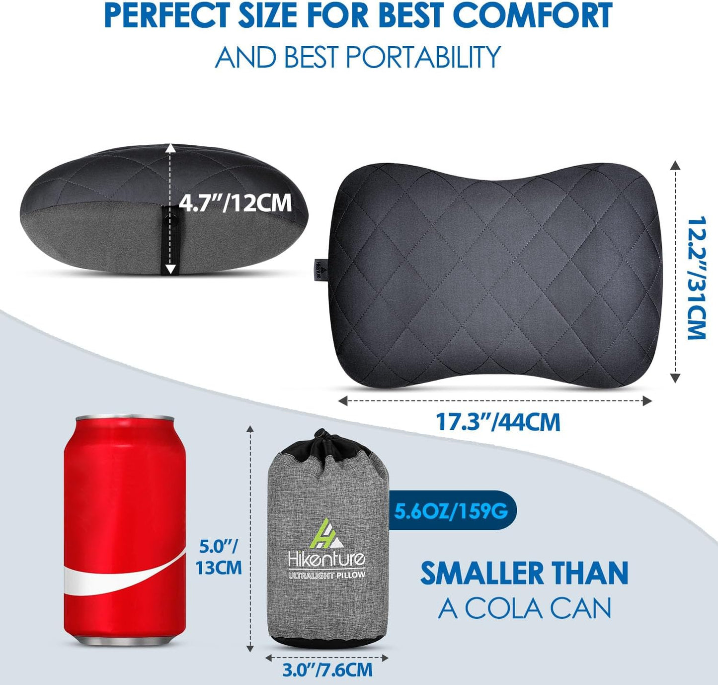 Camping Pillow with Removable Cover - Ultralight Inflatable Pillow for Neck Lumbar Support - Upgrade Backpacking Pillow - Washable Travel Air Pillows for Camping, Hiking, Backpacking