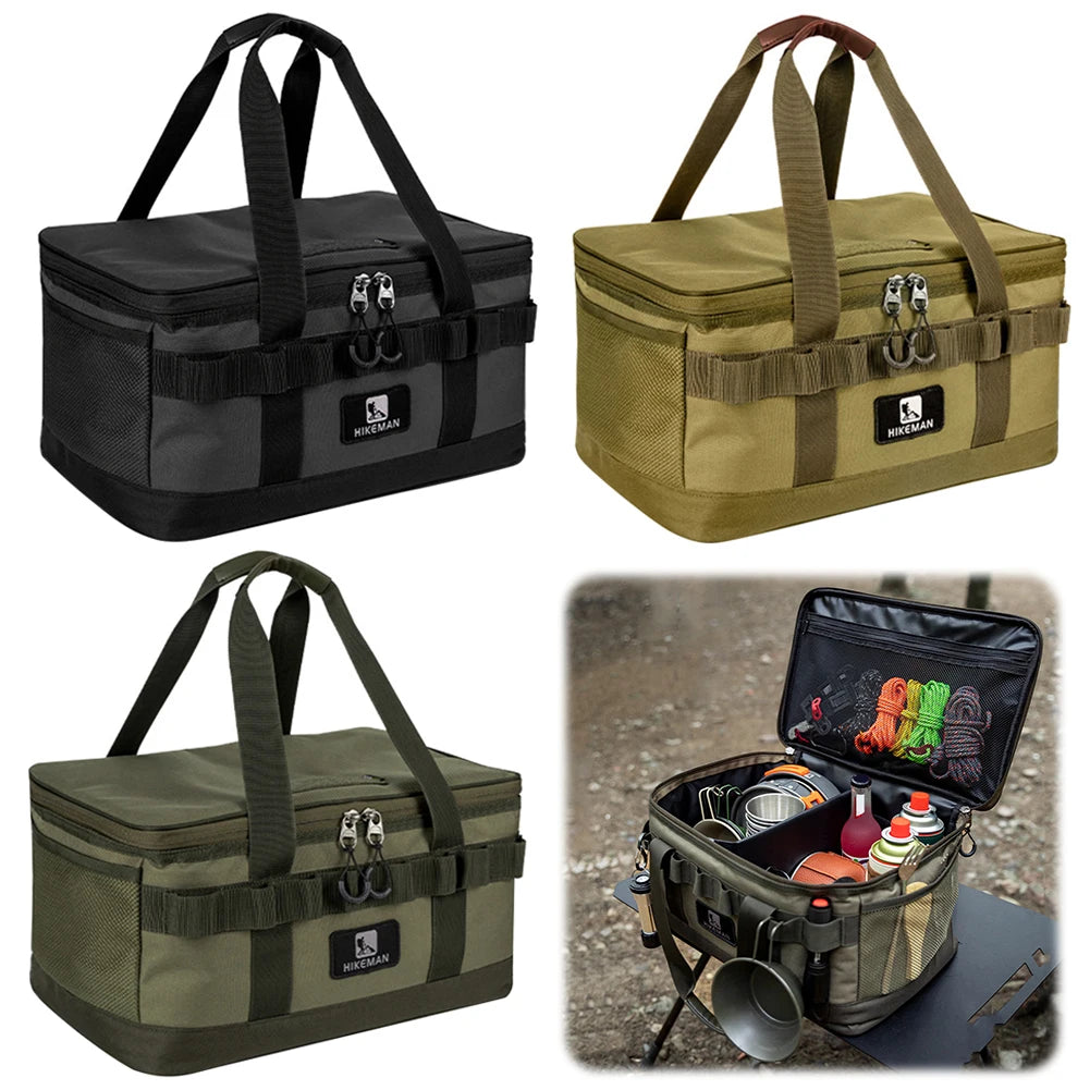 20L Tableware Storage Bag W/Dual Zipper Cookware Utensils Kit Bag Camping Cooking Utensil Organizer Camping Equipment