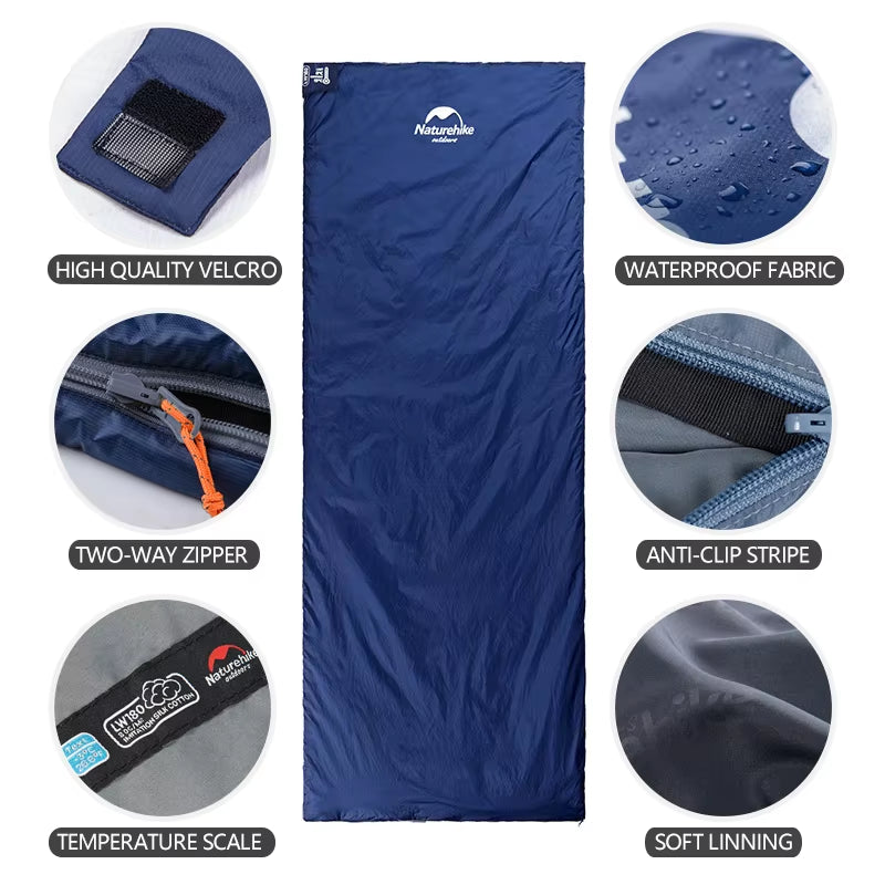 Lw180 Sleeping Bag Ultralight Cotton Sleeping Bag Spring Summer Sleeping Bag Outdoor Hiking Camping Sleeping Bag