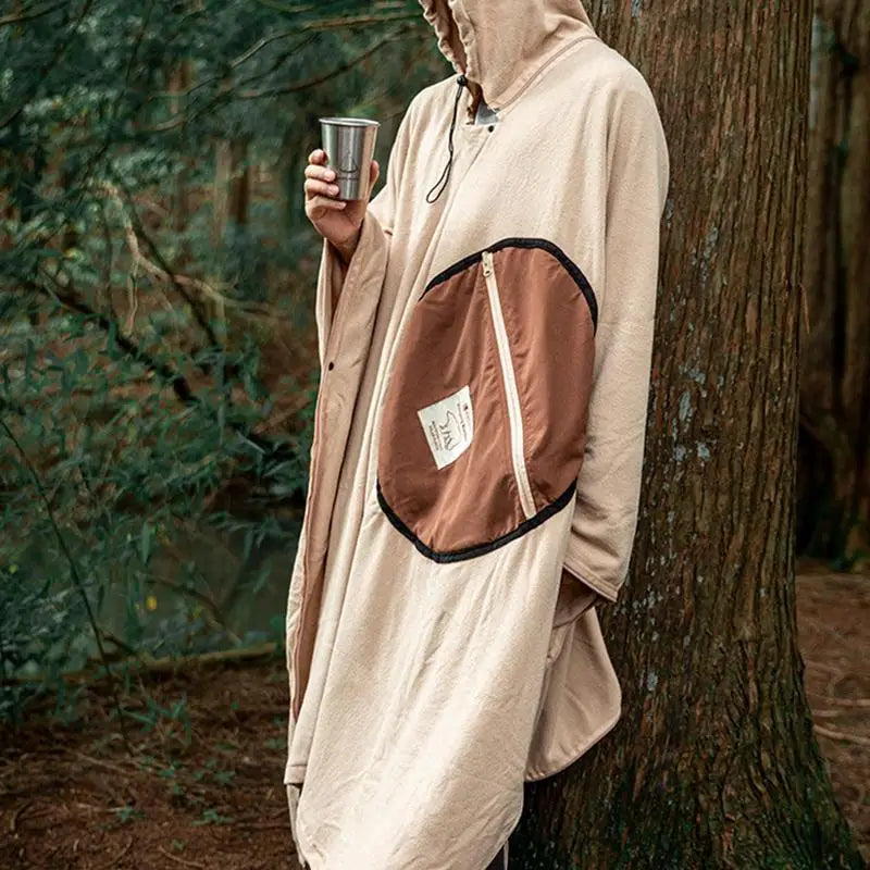 Wearable Sleeping Bag for Camping Poncho Sleeping Bag Rocker Fleece Warmth Hooded Poncho Sleeping Bag Blanket Camping Accessory