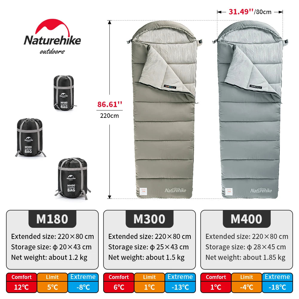 Sleeping Bag M180 Lightweight Sleeping Bag M300 Double Camping Sleeping Bag M400 Machine Washable Winter Sleeping Bag