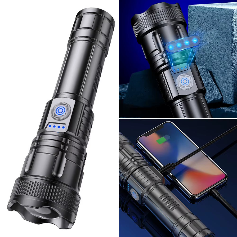500LM Multifunction Flashlight Type C USB Charging LED Camping Flashlight Camping Lantern 1200Mah Waterproof for Outdoor Camping