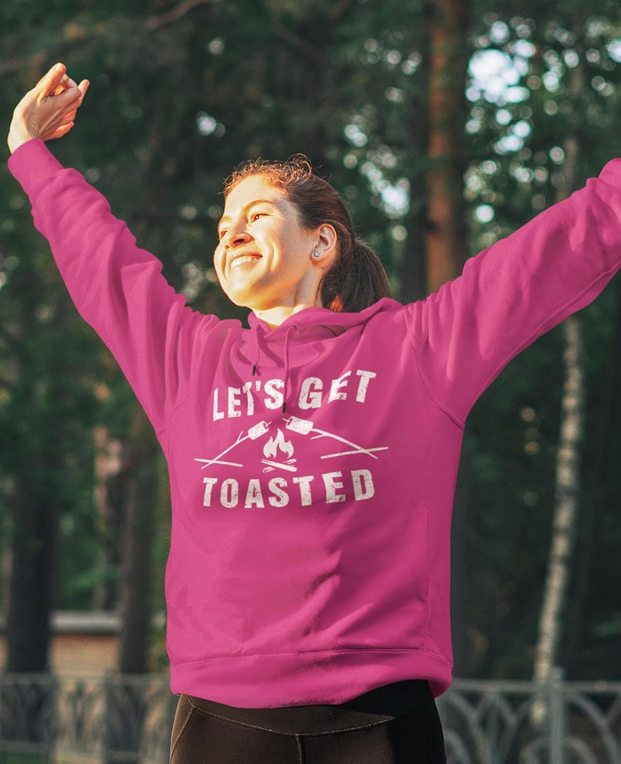 Let'S Get Toasted Camping Hoodie Camper Gifts Campfire Outdoor Hoodies for Women