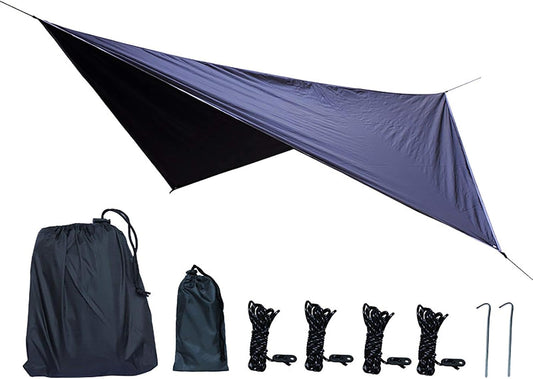 Waterproof Camping Tarp 142"X114", Hammock Rain Fly Waterproof Tent Tarp, Multifunctional Tent Footprint for Camping, Sunshade, Picnic & Camping Tent Accessories