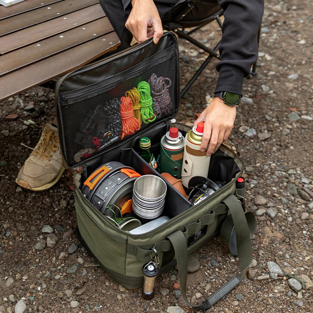 20L Tableware Storage Bag W/Dual Zipper Cookware Utensils Kit Bag Camping Cooking Utensil Organizer Camping Equipment