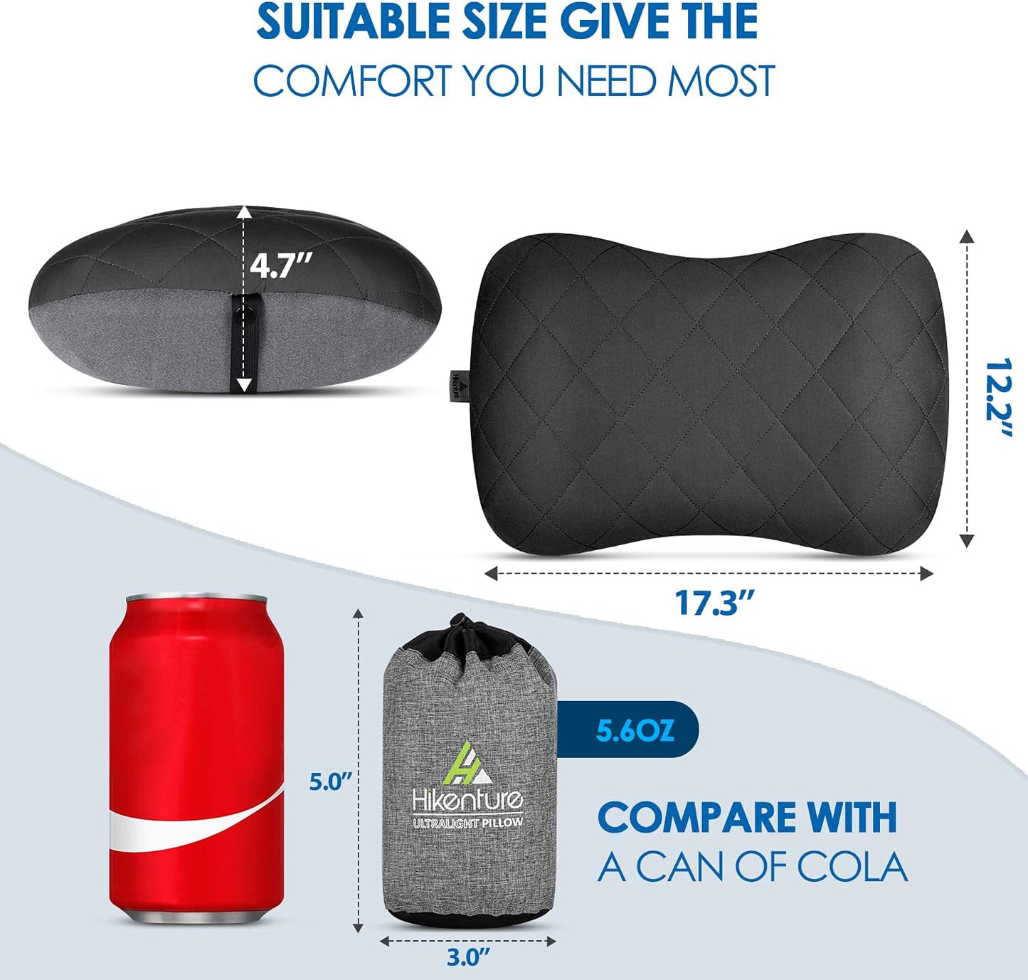 Camping Pillow with Removable Cover - Ultralight Inflatable Pillow for Neck Lumbar Support - Upgrade Backpacking Pillow - Washable Travel Air Pillows for Camping, Hiking, Backpacking