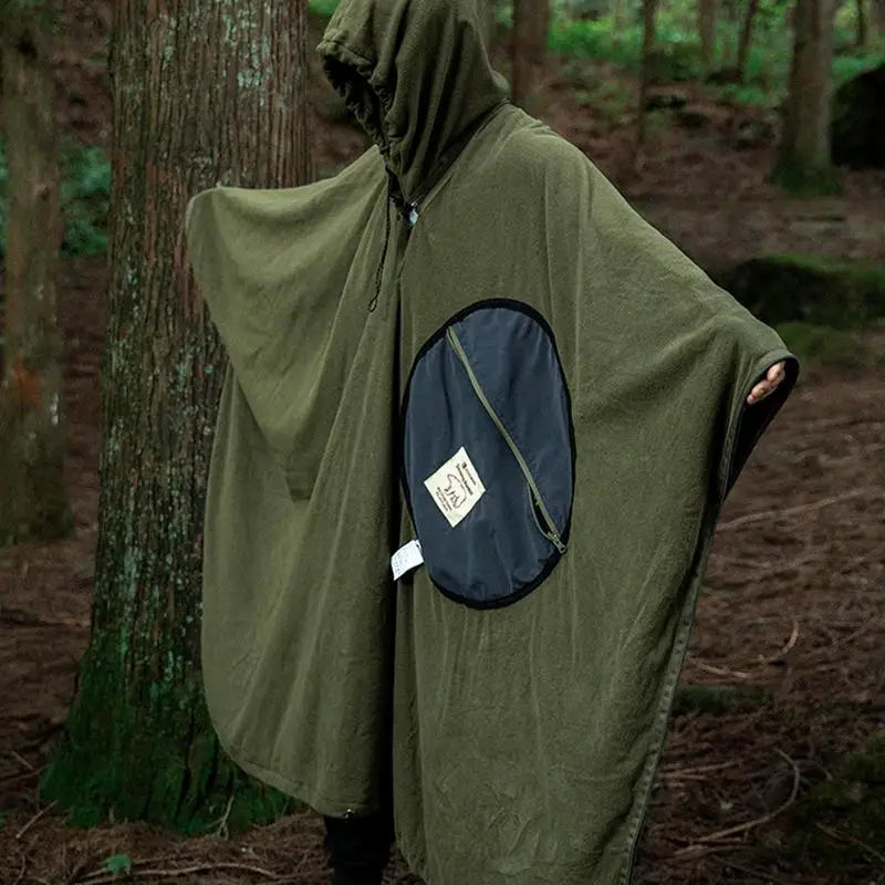 Wearable Sleeping Bag for Camping Poncho Sleeping Bag Rocker Fleece Warmth Hooded Poncho Sleeping Bag Blanket Camping Accessory
