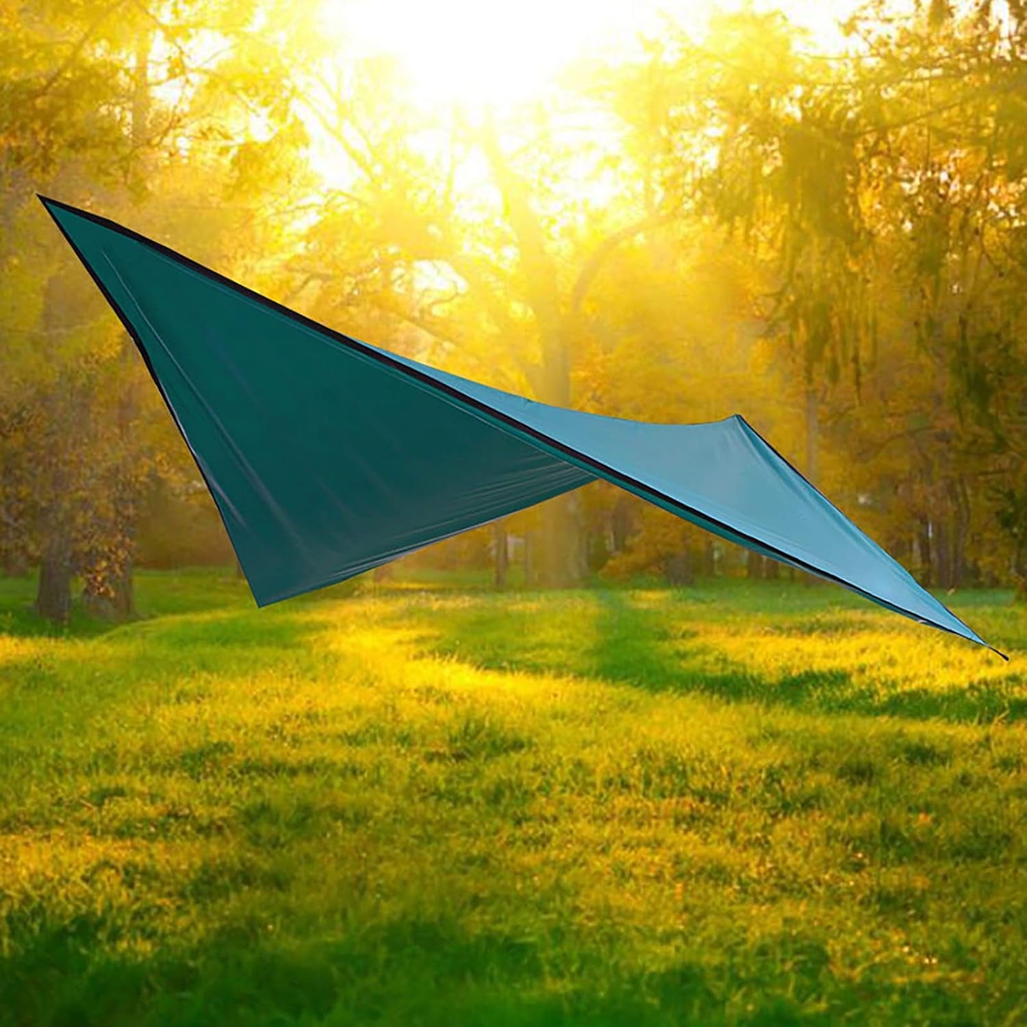 Waterproof Camping Tarp 142"X114", Hammock Rain Fly Waterproof Tent Tarp, Multifunctional Tent Footprint for Camping, Sunshade, Picnic & Camping Tent Accessories