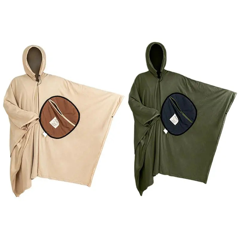 Wearable Sleeping Bag for Camping Poncho Sleeping Bag Rocker Fleece Warmth Hooded Poncho Sleeping Bag Blanket Camping Accessory