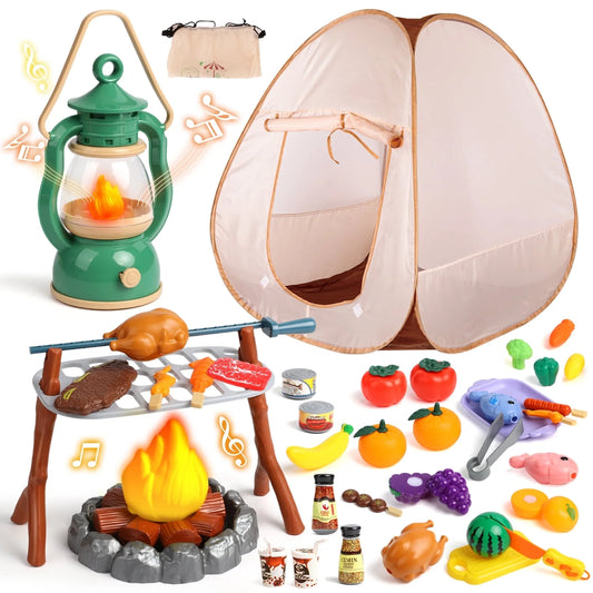 Kids Tent Set with 49 Pieces, Indoor Pop-Up Play Tent for Toddlers Girls 3-6 Years, Birthday Christmas Gift for Kids Girls 3-6 Years.