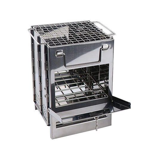 Bbq Grill,Square Barbecue Grill Stainless Steel Folding Grill Bbq Outdoor Picnic Picnic Wood Burning Stove